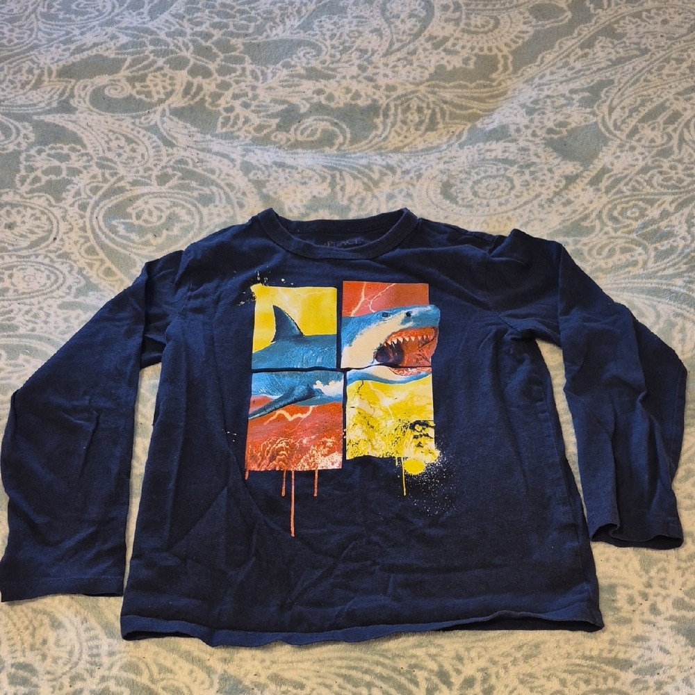 The Children's Place Navy Shark Adventure Long Sleeve Tee